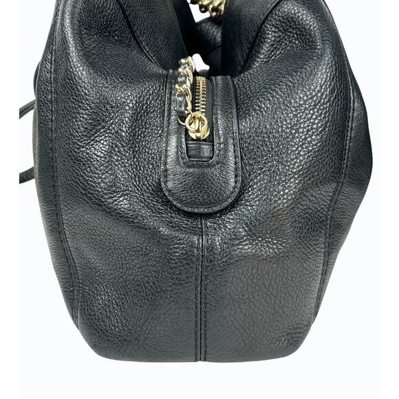 Coach Lexy Lexi Bag Purse F22210 Black Pebbled Leather Gold Tone Chain Handles - Picture 6 of 16